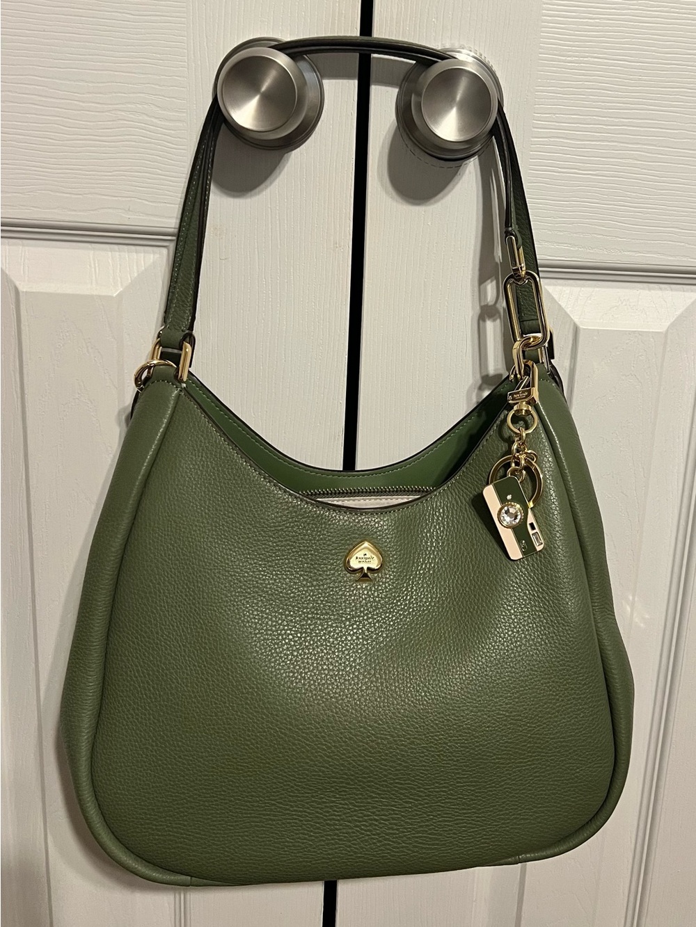 kate spade Olive Green Pebbled Leather Shoulder Bag with Gold Hardware - Picture 1 of 7